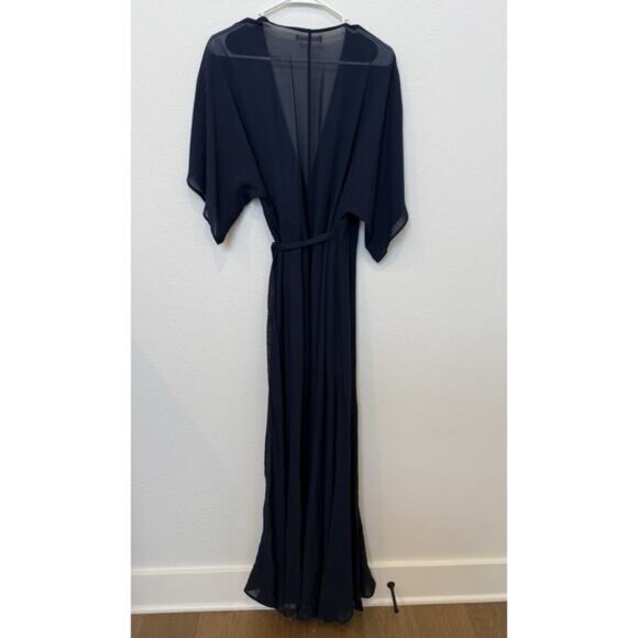 Reformation Dresses & Skirts - Reformation Winslow Wrap Dress Navy Maxi Kimono Sleeve Large